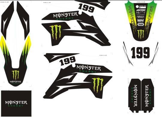 ADESIVI MONSTER X PLASTICHE KRZ PIT BIKE KAYO TT125 TT140 TD160 TT160 TT190R