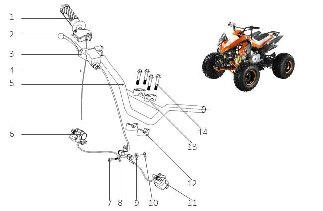 SET FRENI IDRAULICI ANTERIORI QUAD kayo at 110 at125 modello nuovo 125 SPORT - pinze pompa leva freno tubo