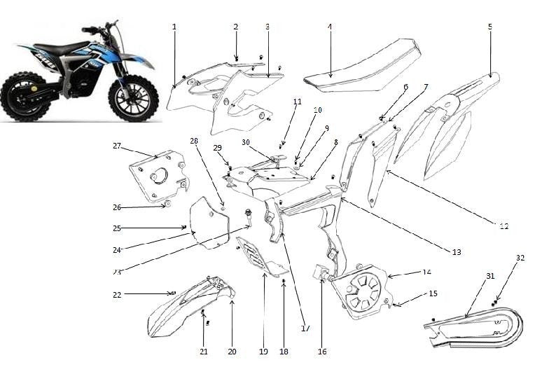CP PLASTICHE COPRI TELAIO LATERALI MINICROSS ELETTRICO LION protezioni