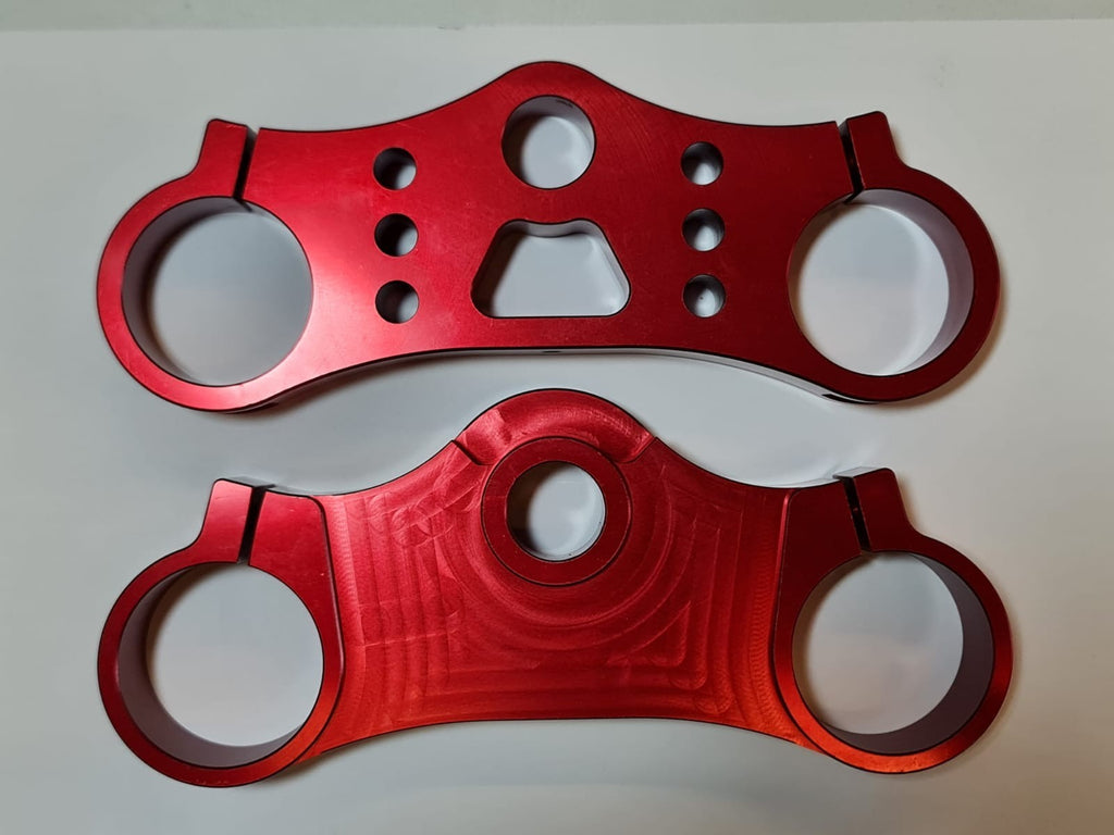 COPPIA PIASTRE DI STERZO IN CNC ROSSE PER PIT BIKE