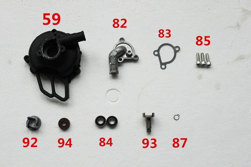 SET COMPLETO POMPA ACQUA PER MINICROSS MORINI 50cc 65cc INGRANAGGI LIQUIDO