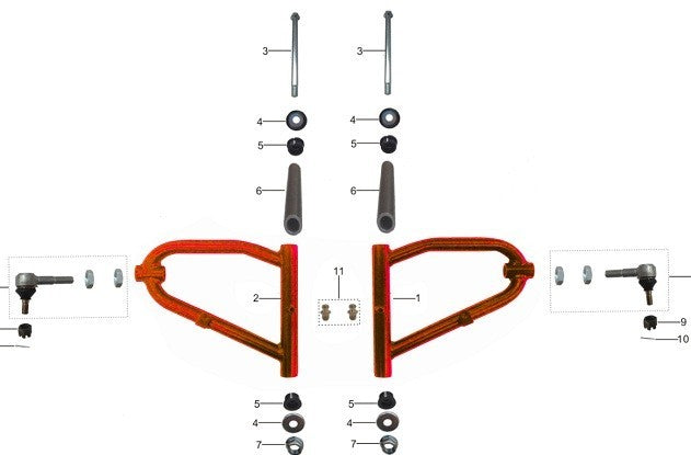 1pz BOCCOLA BRACCETTI ANTERIORI KAYO TOR250 Φ16*27*H23+Φ23+H20
