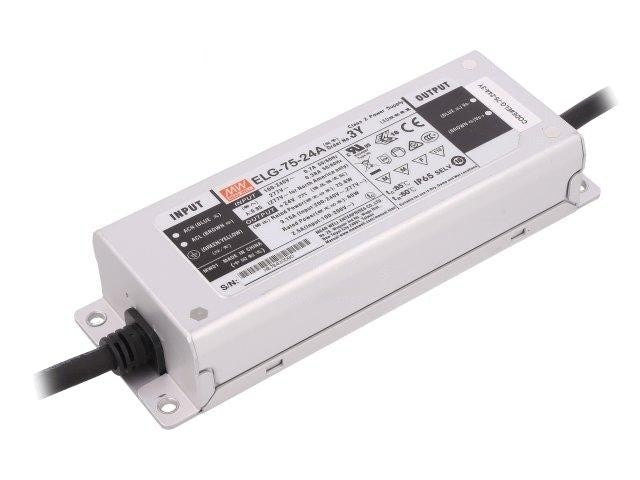 MEAN WELL ELG-75-24 a-3y CARICA Alimentatore SWITCHED-MODE LED 75.6W 24VDC