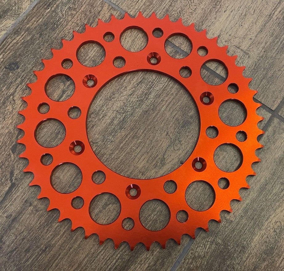 CORONA 52 DENTI PASSO 520 PER CROSS 125cc 2T IN ERGAL ARANCIONE RACING