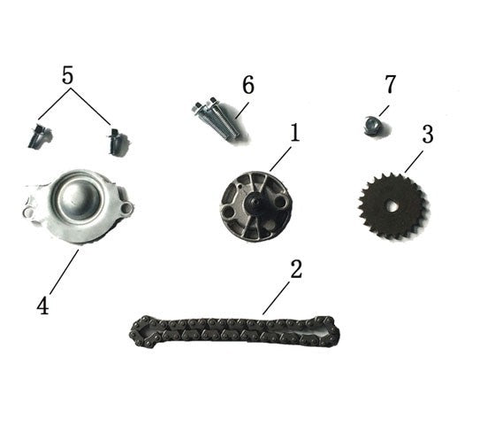 SET CATENA OLIO BLOCCO MOTORE GY6 QUAD KAYO AU180 180cc