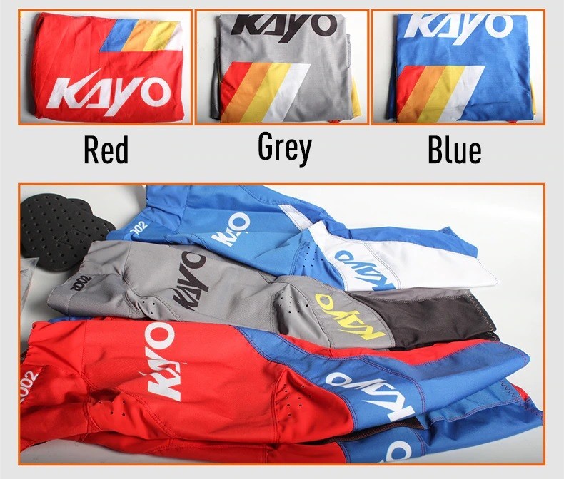 TUTA KAYO DA MOTO CROSS ADULTO PANTALONI MAGLIA FLESSIBILI CON RINFORZI