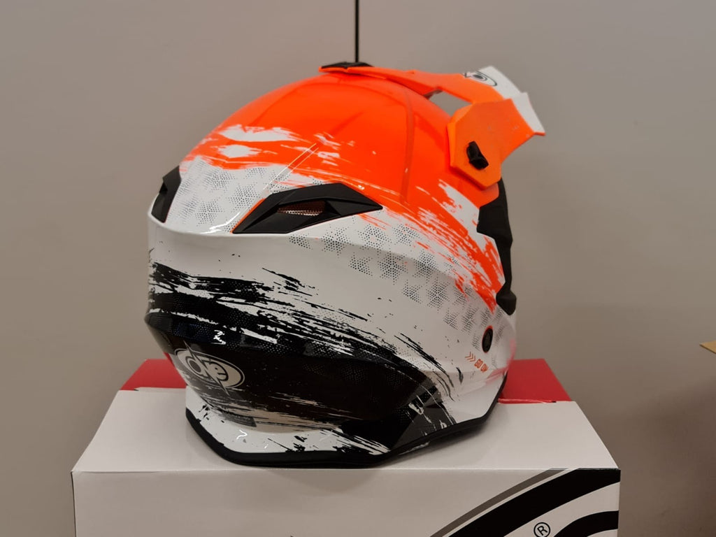 CASCO MOTOCROSS ONE HELMETS RACING MOTO ARANCIO FLUO BIANCO ARANCIONE