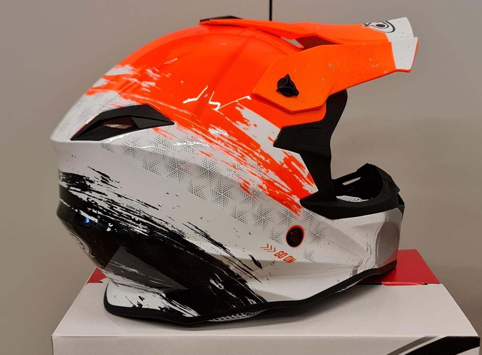 CASCO MOTOCROSS ONE HELMETS RACING MOTO ARANCIO FLUO BIANCO ARANCIONE