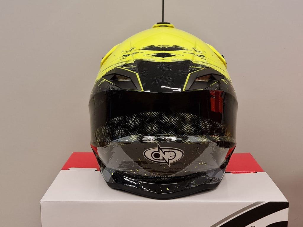 CASCO MOTOCROSS ONE HELMETS RACING MOTO GIALLO FLUO NERO