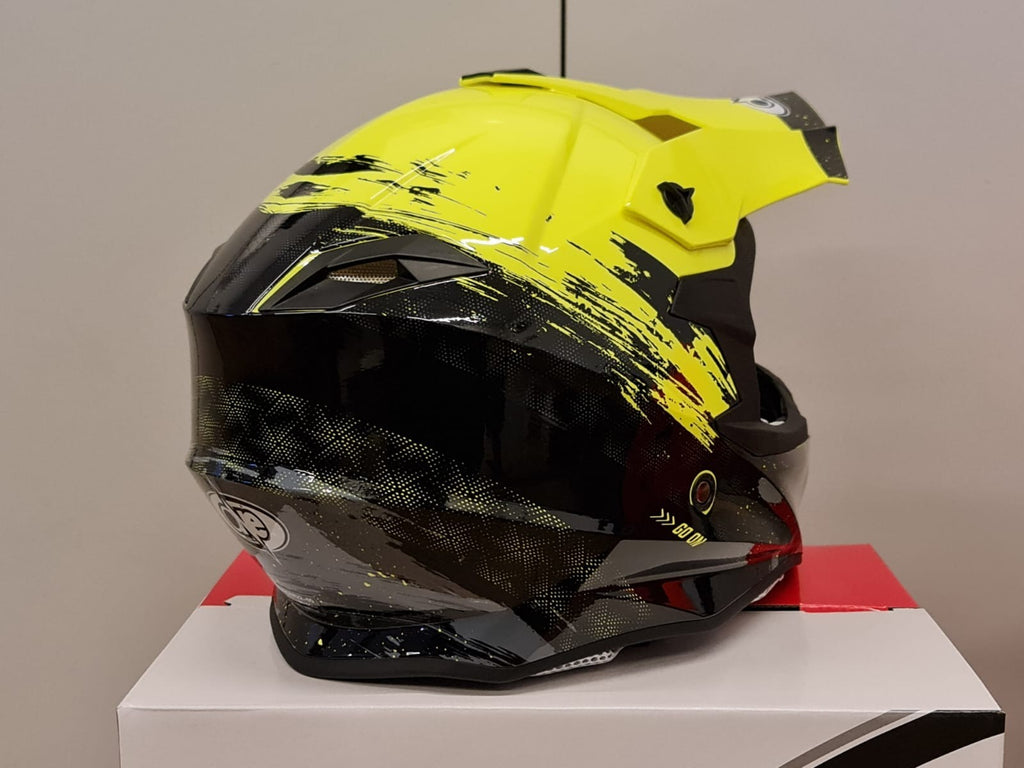 CASCO MOTOCROSS ONE HELMETS RACING MOTO GIALLO FLUO NERO