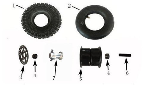 MOZZO RUOTA + CUSCINETTO 6000 ANTERIORE MINIATV RAPTOR 49CC 2 TEMPI