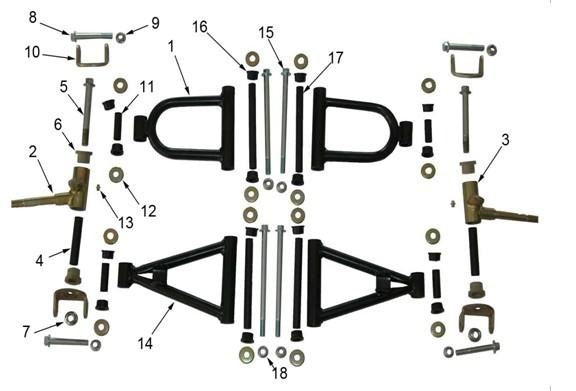 coppia BOCCOLE braccetti anteriori quad miniquad 4 tempi 110cc