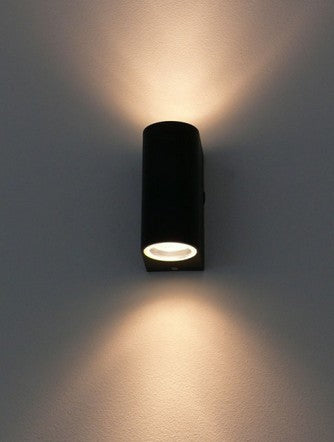 AF91072 PLAFONIERA SUPPORTO MURO DOPPIA LUCE ROTONDO NERO 2XGU10 220V LED