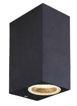 AF91072A PLAFONIERA SUPPORTO MURO DOPPIA LUCE QUADRATO NERO 2XGU10 220V LED