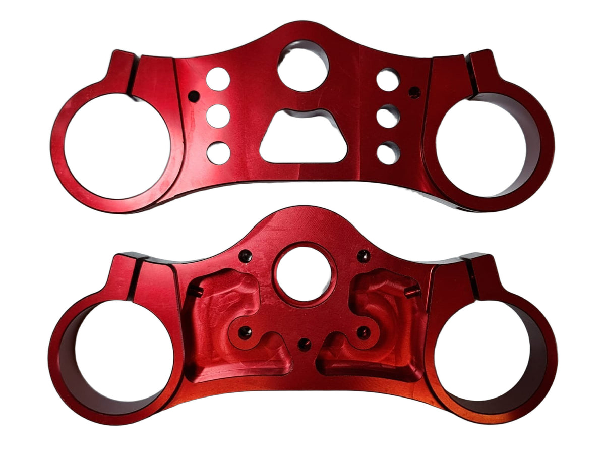 Coppia piastre di sterzo in cnc rosse per pit bike