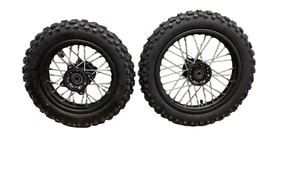 Coppia Gomma Cerchiata 80/100 – 10 + 2.75x12 Cerchi Gomme Perno 15mm Cross Pit Bike