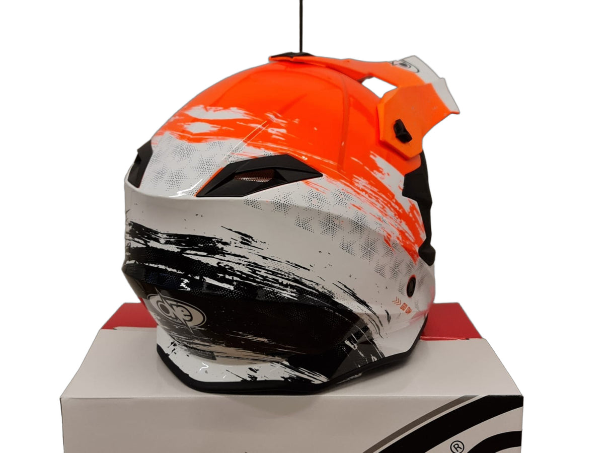 Casco Motocross One Helmets Racing Moto Arancio Fluo Bianco Arancione