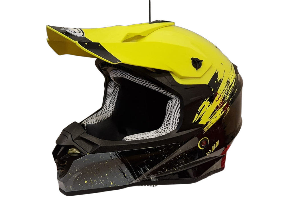 Casco Motocross One Helmets Racing Moto Giallo Fluo Nero
