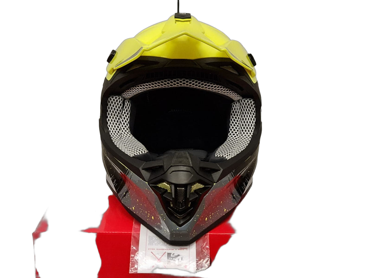 Casco Motocross One Helmets Racing Moto Giallo Fluo Nero
