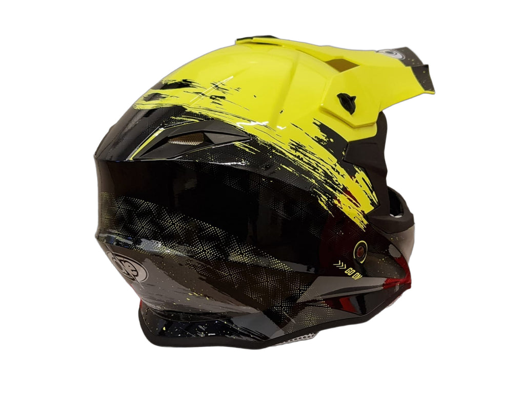 Casco Motocross One Helmets Racing Moto Giallo Fluo Nero