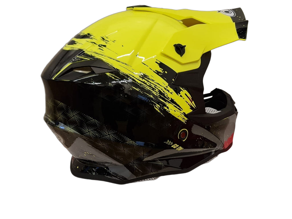 Casco Motocross One Helmets Racing Moto Giallo Fluo Nero