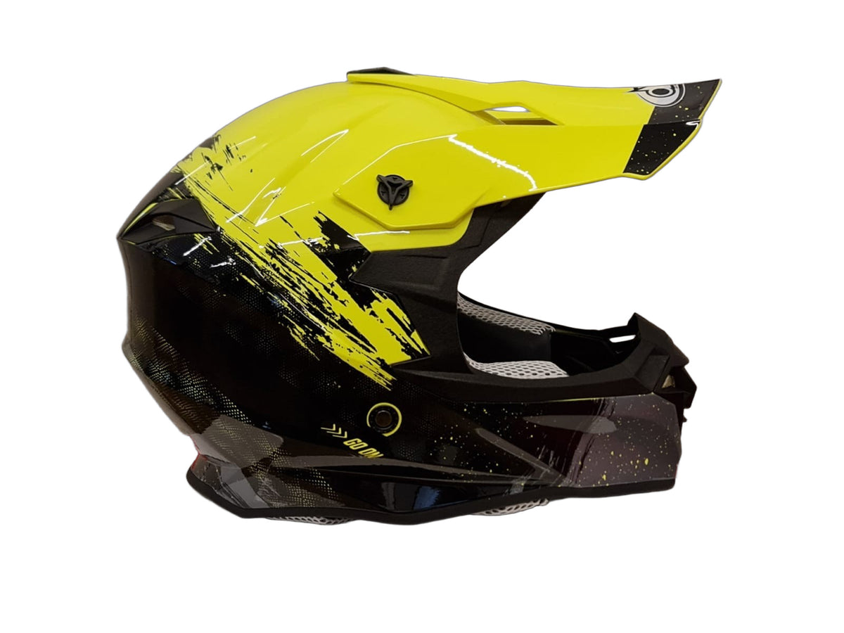 Casco Motocross One Helmets Racing Moto Giallo Fluo Nero