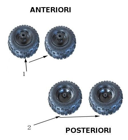 01PZ CERCHIO GOMMATO 13X5-6 posteriore MINIQUAD XXL RAPTOR 49CC 6 pollici - MINIATV ATV QUAD